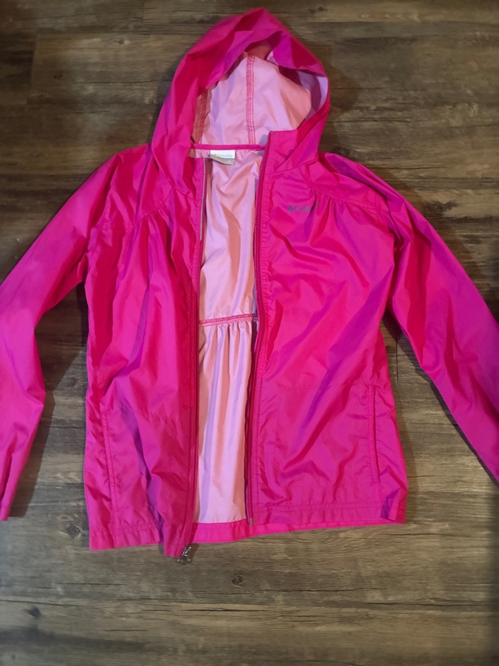 Columbia Girls' Hot Pink Hooded Rain Jacket